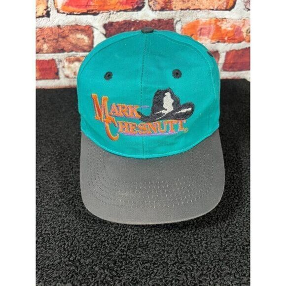 Vintage Mark Chesnutt Green & Gray Baseball Cap Adjustable Snapback O1 - Picture 1 of 4